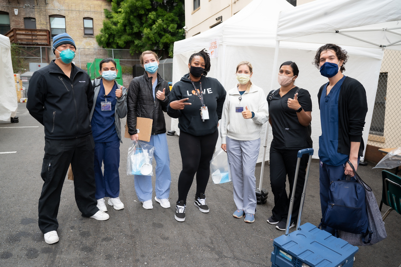 Staff at the free COVID-19 Tenderloin Community Testing Site