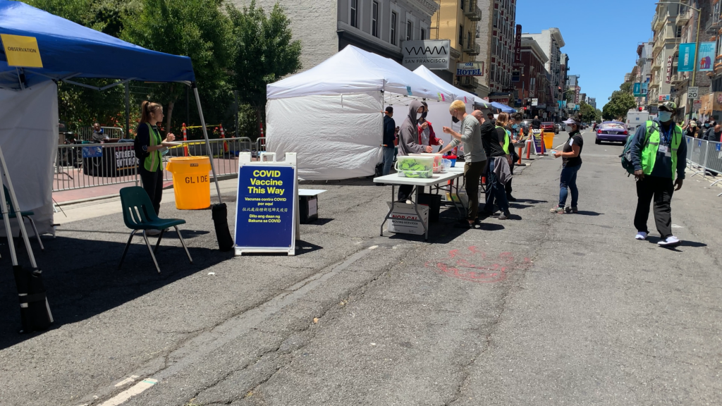 GLIDE's COVID Vaccine Site at the Tenderloin Hub in June 2021